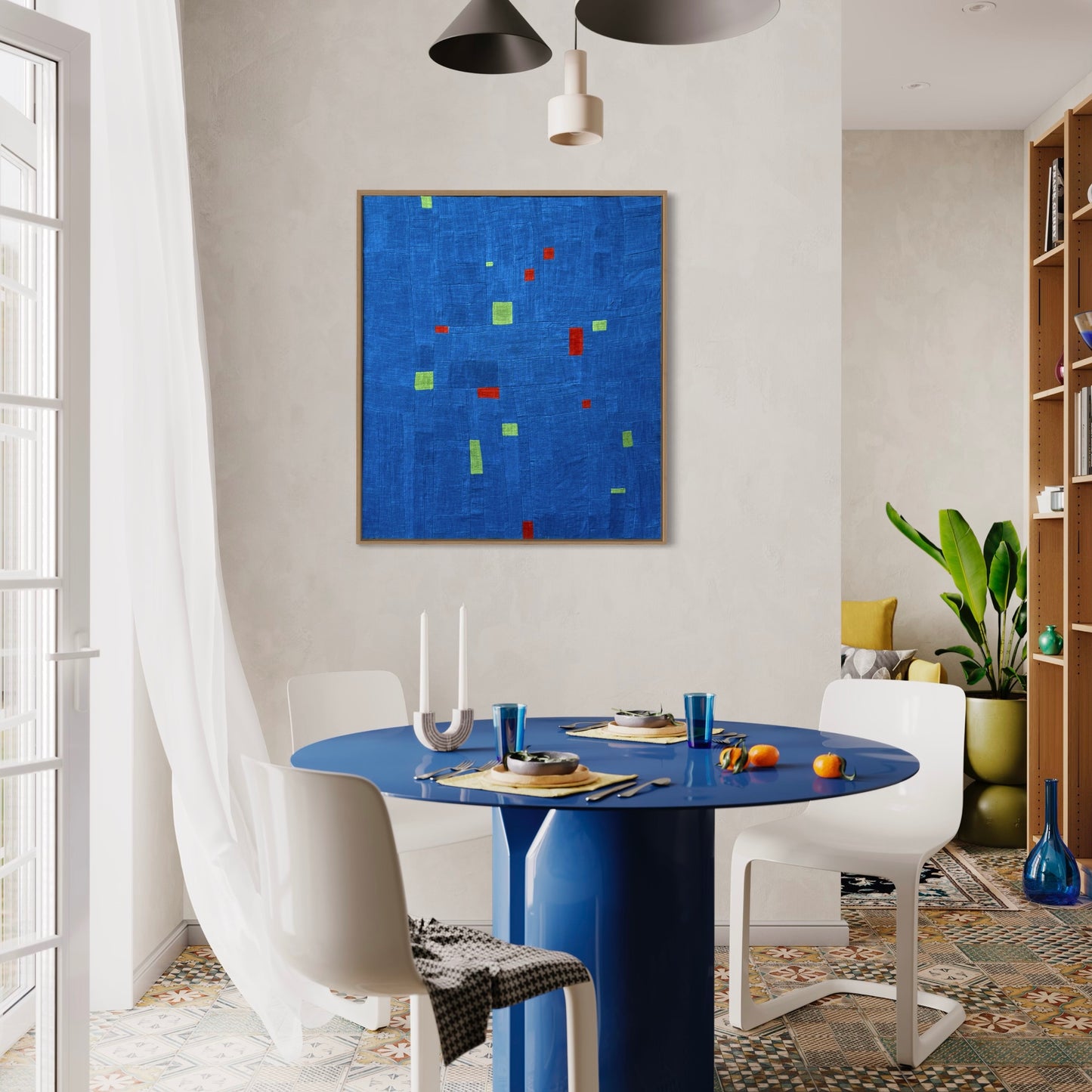 34” x 39” blue